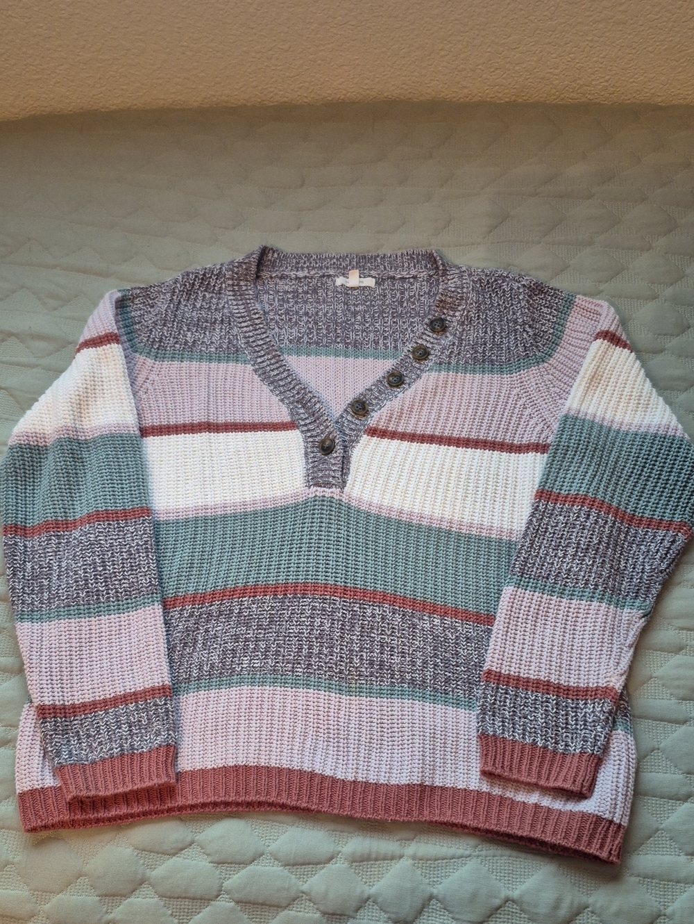 Maurices Gray Marled Ribbed Crewneck Sweater